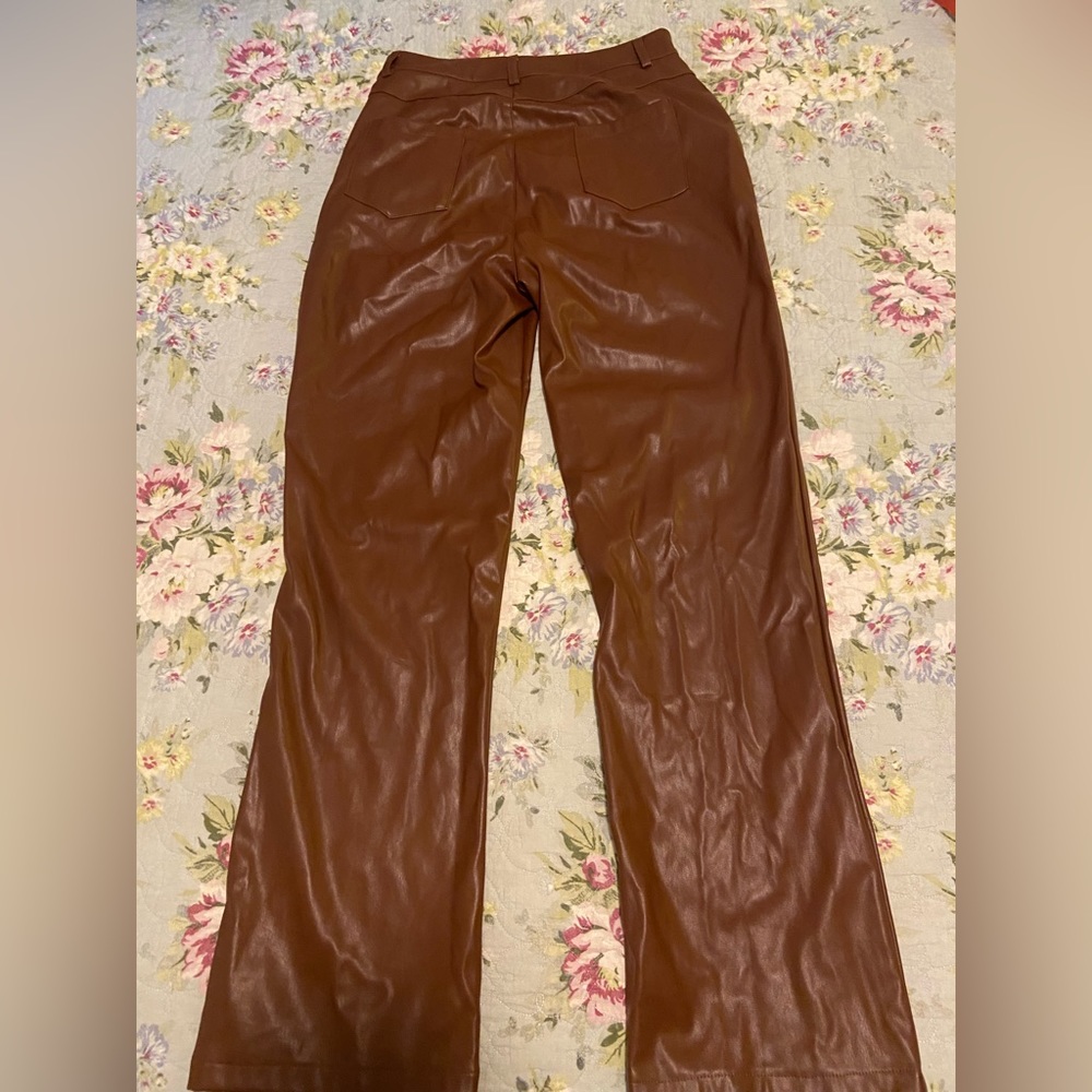 Pretty Little Things brown leather pants